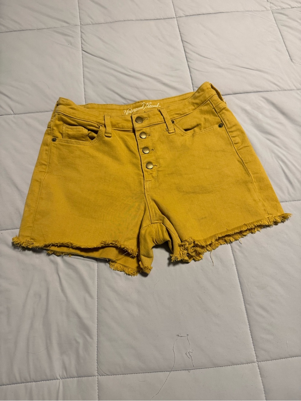 Universal Thread Yellow High-Rise Button-Fly Denim Shorts